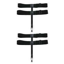alisikee 2 Stück super verstellbares Bein-Strumpfband mit Anti-Rutsch-Clips, elastische Oberschenkel-Strumpfbänder für Frauen, schwarz 2, Einheitsgröße von alisikee