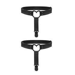 alisikee 2 Stück verstellbares Herz-Oberschenkel-Strumpfband mit Anti-Rutsch-Clips, elastische Punk-Bein-Strumpfbänder für Frauen, schwarz, schwarz 2, Einheitsgröße von alisikee