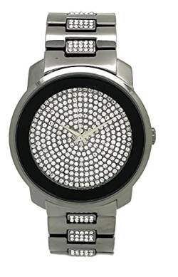 Elegante Herren-Armbanduhr, 41 mm, Strass, Metallarmband, modische Armbanduhr, schwarz, von all4udeals