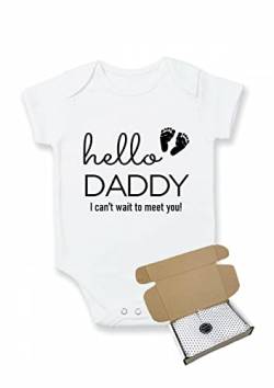 allaboutthebump Baby-Body mit Aufschrift "Hello Daddy", weiß, 0 Monate von allaboutthebump