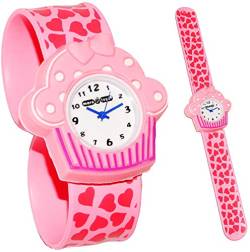 alles-meine.de GmbH 3-D Effekt - Kinderuhr/Armbanduhr - Muffin & Herzen - incl. Name - mit Silikon Schnapp Armband - Uhr für Kinder & Erwachsene/für Mädchen - Herzen pink.. von alles-meine.de GmbH