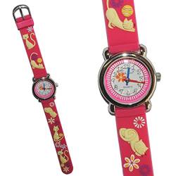 alles-meine.de GmbH 3-D Kinderuhr Katzen rosa Uhr Kinder Armbanduhr Silikon Tiere Katze Tier Jungen Mädchen pink Analog von alles-meine.de GmbH