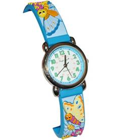 alles-meine.de GmbH 3-D Kinderuhr Schmetterlinge - Uhr für Kinder - Armbanduhr Silikon Analog Mädchen Blumen Blüten blau pink von alles-meine.de GmbH