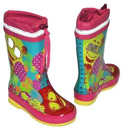 alles-meine.de GmbH Gummistiefel bunte Blumen - mit Reflektor + zum Schnüren - Größe 24 - für für Kinder Mädchen - Naturkautschuk - Smile rosa pink türkis von alles-meine.de GmbH