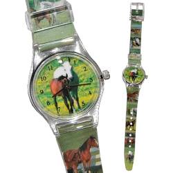alles-meine.de GmbH Kinderuhr Pferde - Uhr für Mädchen Kinder/Armbanduhr Stute braun - Tiere Tier Pferd Araber weiß Analog - Kinderarmbanduhr von alles-meine.de GmbH