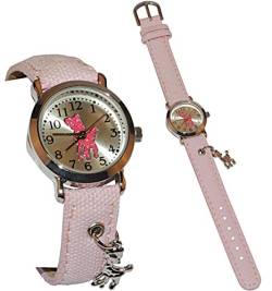 alles-meine.de GmbH Kinderuhr - REH - Waldtier - mit Deko Anhänger - Stoff/Leder Armband - Uhr Kinder Armbanduhr rosa pink Mädchen Analog - Lernuhr Kinderarmbanduhr von alles-meine.de GmbH