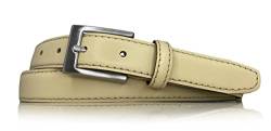 almela - Damen Gürtel - Schmales Rindsleder - 2,5 cm breit - Fein - Leder - 25 mm - Ledergürtel - Damengürtel - Frau - Echtleder (Beige, 90) von almela