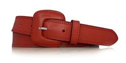 almela - Damengürtel mit Leder gefütterter Schnalle - 3cm breit - Leder - 30mm - Gurt - Riemen - Damen gürtel - Women's leather belt with covered buckle (Rot, 80) von almela