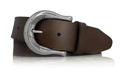 almela - Gürtel Damen - Echtem Leder - 4 cm breit - Ledergürtel - Damengürtel - 40mm - Gürteldamen - Jeansgürtel - Women's leather belt - Braun, 110 von almela