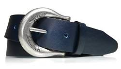 almela - Gürtel Damen - Echtem Leder - 4 cm breit - Ledergürtel - Damengürtel - 40mm - Gürteldamen - Jeansgürtel - Women's leather belt - Navy blau, 80 von almela