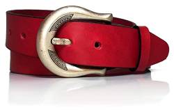 almela - Gürtel Damen - Echtem Leder - 4 cm breit - Ledergürtel - Damengürtel - 40mm - Gürteldamen - Jeansgürtel - Women's leather belt - rot, 80 von almela