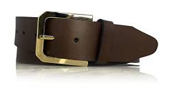 almela - Gürtel damen - Echtem Leder - Goldschnalle - Ledergürtel - 4cm breit - Damengürtel - Goldene Schnalle - 40mm breit - Jeansgürtel - Woman leather belt - Braun, 115 von almela