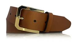 almela - Gürtel damen - Echtem Leder - Goldschnalle - Ledergürtel - 4cm breit - Damengürtel - Goldene Schnalle - 40mm breit - Jeansgürtel - Woman leather belt - Hellbraun, 85 von almela