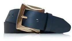 almela - Gürtel damen leder - Alte goldene Schnalle - Damengürtel - Jeansgürtel - ledergürtel - 4cm Breite - 40mm - Woman leather belt - Blau, 115 von almela