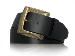 almela - Gürtel damen leder - Alte goldene Schnalle - Damengürtel - Jeansgürtel - ledergürtel - 4cm Breite - 40mm - Woman leather belt - Schwarz, 80 von almela
