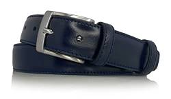 almela - Klassiblaer Herren gürtel - Rindsleder - Herrengürtel zum Anzug - 3cm breit - 30mm - Ledergürtel - Kürzbar - Leather belt for men - Blau, 120 von almela