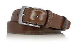 almela - Klassiheler Herren gürtel - Rindsleder - Herrengürtel zum Anzug - 3cm breit - 30mm - Ledergürtel - Kürzbar - Leather belt for men - Hellbraun, 100 von almela