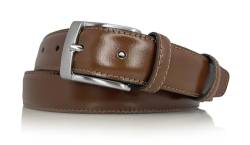 almela - Klassiheler Herren gürtel - Rindsleder - Herrengürtel zum Anzug - 3cm breit - 30mm - Ledergürtel - Kürzbar - Leather belt for men - Hellbraun, 110 von almela