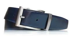 almela - Wendegürtel | Gürtel | Ledergürtel | Drehschnalle | 3 cm breit | Echtes Leder | 3 mm | Reversible men's belt (Schwarz/Blau | 30mm, 115) von almela