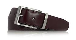 almela - Wendegürtel | Gürtel | Ledergürtel | Drehschnalle | 3 cm breit | Echtes Leder | 3 mm | Reversible men's belt (Schwarz/Bordeaux | 30mm, 95) von almela