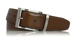 almela - Wendegürtel | Gürtel | Ledergürtel | Drehschnalle | 3 cm breit | Echtes Leder | 3 mm | Reversible men's belt (Schwarz/Hellbraun | 30mm, 100) von almela