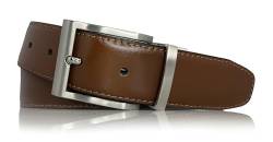 almela - Wendegürtel | Gürtel | Ledergürtel | Drehschnalle | 3 cm breit | Echtes Leder | 3 mm | Reversible men's belt (Schwarz/Hellbraun | 30mm, 115) von almela