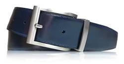 almela - Wendegürtel | Gürtel | Ledergürtel | Wendegürtel | Drehschnalle | 3,5 cm breit | Echtes Leder | 35 mm | Reversible men's belt (Schwarz/Blau | 35mm, 100) von almela
