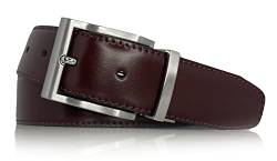 almela - Wendegürtel | Gürtel | Ledergürtel | Wendegürtel | Drehschnalle | 3,5 cm breit | Echtes Leder | 35 mm | Reversible men's belt (Schwarz/Bordeaux | 35mm, 110) von almela