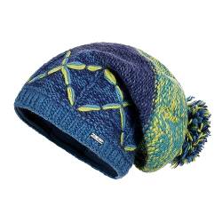 McRon Damen Gefütterte Beanie Wintermütze Faye Blau Gelb von alpengoa