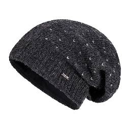 alpengoa McRon Damen Gefütterte Beanie Wintermütze Modell Lizzy Anthrazit von alpengoa