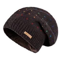 alpengoa McRon Damen Gefütterte Beanie Wollmütze Modell Lizzy Regenbogen (Schoko, One Size) von alpengoa