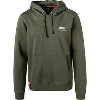 ALPHA INDUSTRIES Herren Hoodie grün Baumwolle unifarben von alpha industries