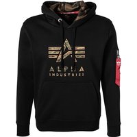 ALPHA INDUSTRIES Herren Hoodie schwarz Baumwolle Logo und Motiv von alpha industries