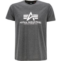 ALPHA INDUSTRIES Herren T-Shirt grau Baumwolle meliert von alpha industries