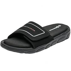 alpine swiss Gabe Herren Memory Foam Slide Sandalen Verstellbarer Komfort Athletic Slide Schwarz von alpine swiss