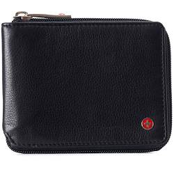 alpine swiss Logan Zipper Bifold Wallet für Männer oder Frauen RFID Safe kommt in Einer Geschenkbox Schwarz von alpine swiss