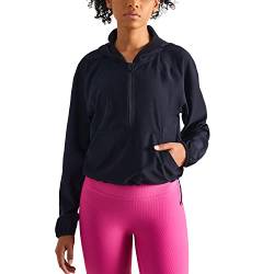 altiland Damen Laufjacke Trainingsjacke Leichte Outdoor Sport UV Jacke 1/2 Reißverschluss mit Taschen UPF 50+(Schwarz, M) von altiland