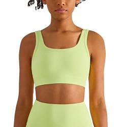 altiland Damen Sport BH Push Up Gepolstert Crop Top Fitness Yoga Bra Starker Halt Bequem ohne Bügel(Neongelb,M) von altiland