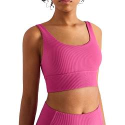 altiland Damen Sport BH Push Up Gepolstert Crop Top Fitness Yoga Bra Starker Halt Bequem ohne Bügel(Rosa Litschi,M) von altiland