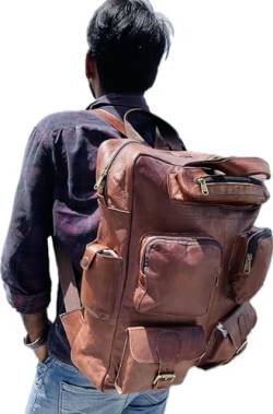 Echtleder-Rucksack für Herren – Vintage – Rucksack mit mehreren Taschen – lässiger Reiserucksack – Braun – Größe XL, 45,7 x 35,6 x 10,2 cm von american blue