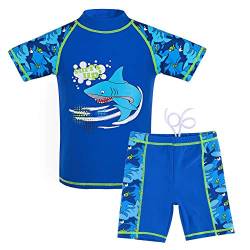 G-Kids Kinder Jungen Badeanzug Bademode Zweiteiliger UPF 50+ UV Schützend Schwimmanzug, Blau, 104/110 von amiyan