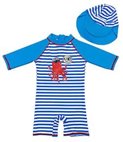 amiyan Kinder Jungen Badeanzug Bademode Einteiler UPF 50+ UV Schützend Schwimmanzug mit Sonnenhut, 86-92 (Etikette 4) von amiyan