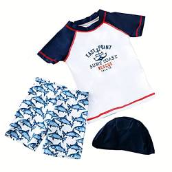 amiyan Kinder Jungen Badeanzug Badeshorts Bademode Schwimmbekleidung Uv-Schutz Bade-Set mit Hut, L/8 3-4 Jahre von amiyan