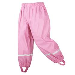 amiyan Kinder Regenhose wasserdichte Atmungsaktiv Buddelhose Matschhose für Mädchen Jungen Rosa 110/116 von amiyan