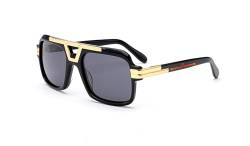 amoloma Sonnenbrille Pilotenbrille für Damen und Herren unisex klassiche Brille aus Acetat Retro Vintage UV400 polarisiert (Schwarz) von amoloma