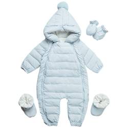 amropi Baby Winter Overall Mit Kapuze Schneeanzüge Strampler Jungen Mädchen Spielanzug Blau,3-6 Monate von amropi