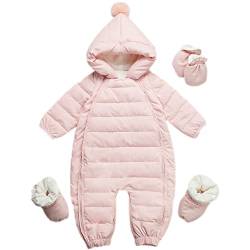 amropi Baby Winter Overall Mit Kapuze Schneeanzüge Strampler Jungen Mädchen Spielanzug Rosa,9-12 Monate von amropi