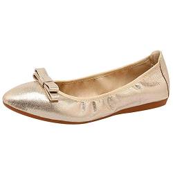 amropi Damen Mini Bowknot Spitzschuhe Schlüpfen Gemütlich Ballerinas (Gold,35 EU) von amropi