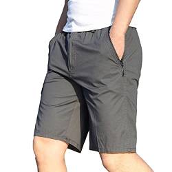 amropi Herren Cargoshorts Baumwolle Chino Shorts Bermuda Kurze Hose mit Taschen Grau,5XL von amropi