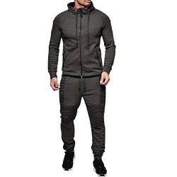 amropi Herren Jogginganzug Trainingsanzug Sportbekleidung Männer Sweatjacke und Trainingshose Sportanzug (Grau,XL) von amropi